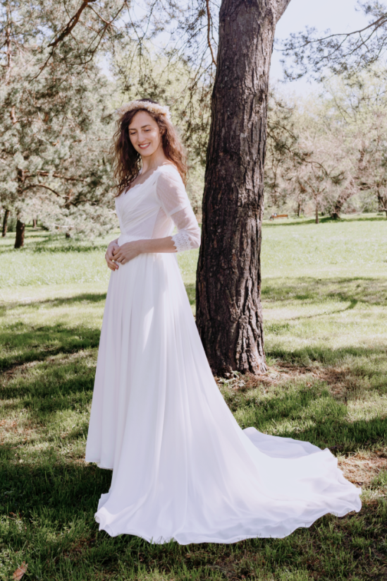 Zina - Farba šiat: Ivory, Veľkosť šiat: 38, Typ viazania: Zips