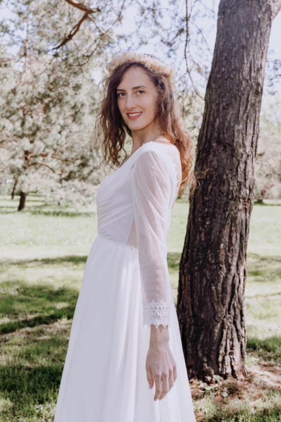 Zina - Farba šiat: Ivory, Veľkosť šiat: 38, Typ viazania: Zips