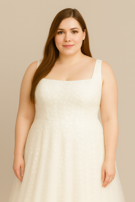 Novinka 5 - Farba šiat: Ivory, Veľkosť šiat (PLUS SIZE): 50, Typ viazania: Šnurovačka