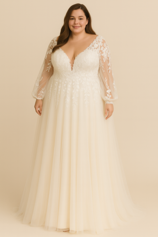 Novinka 4 - Farba šiat: Ivory, Veľkosť šiat (PLUS SIZE): 50, Typ viazania: Šnurovačka