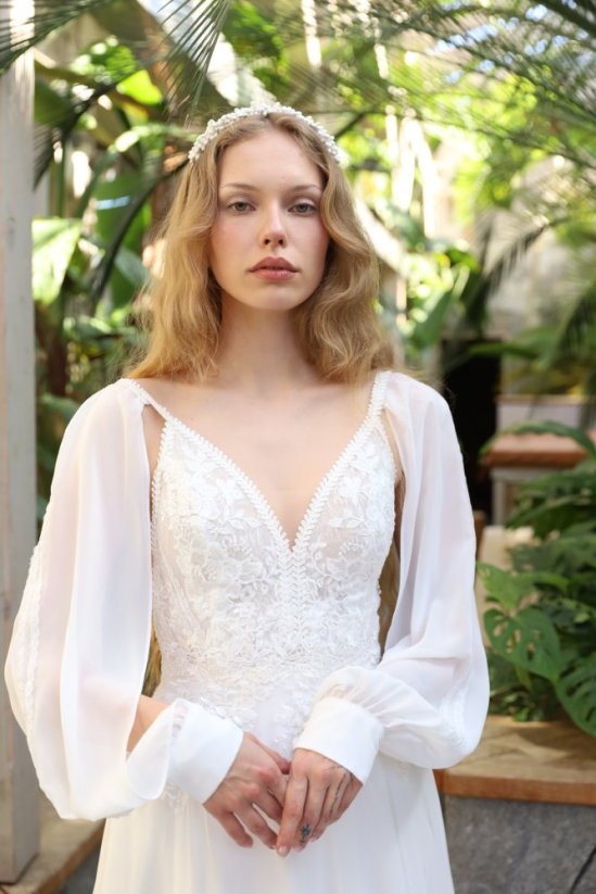 LUJZA - Farba šiat: Ivory, Veľkosť šiat: 34, Typ viazania: Zips + šnurovanie